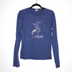 NWT Universal Studios Marvel Spider-man Youth Large Blue Long Sleeve T-shirt